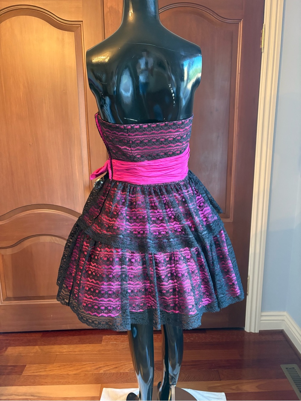 Vintage Betsey Johnson Evening Black Lace Pink Party Dress - Picture 4 of 5